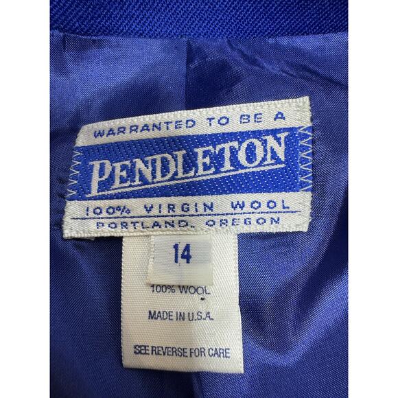 Vintage Pendleton Women’s Blazer 100% Virgin Wool Blue Sz 14 2 Button Lined - Picture 7 of 10